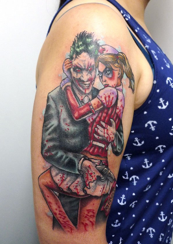 Joker and Harley Quinn Tattoo by Matt Curtis - Tribal Body Art