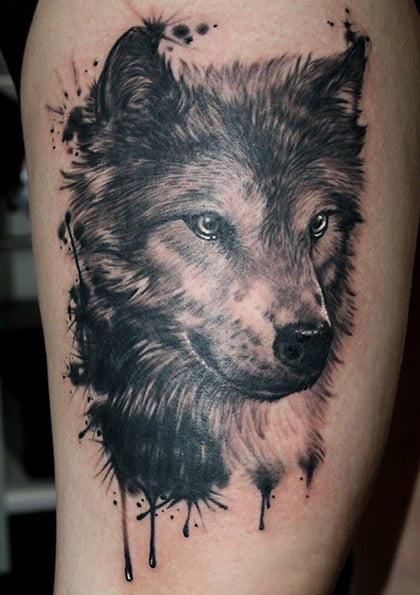 Wolf tattoo by Tamas Dikac