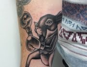 boxing hare tattoo