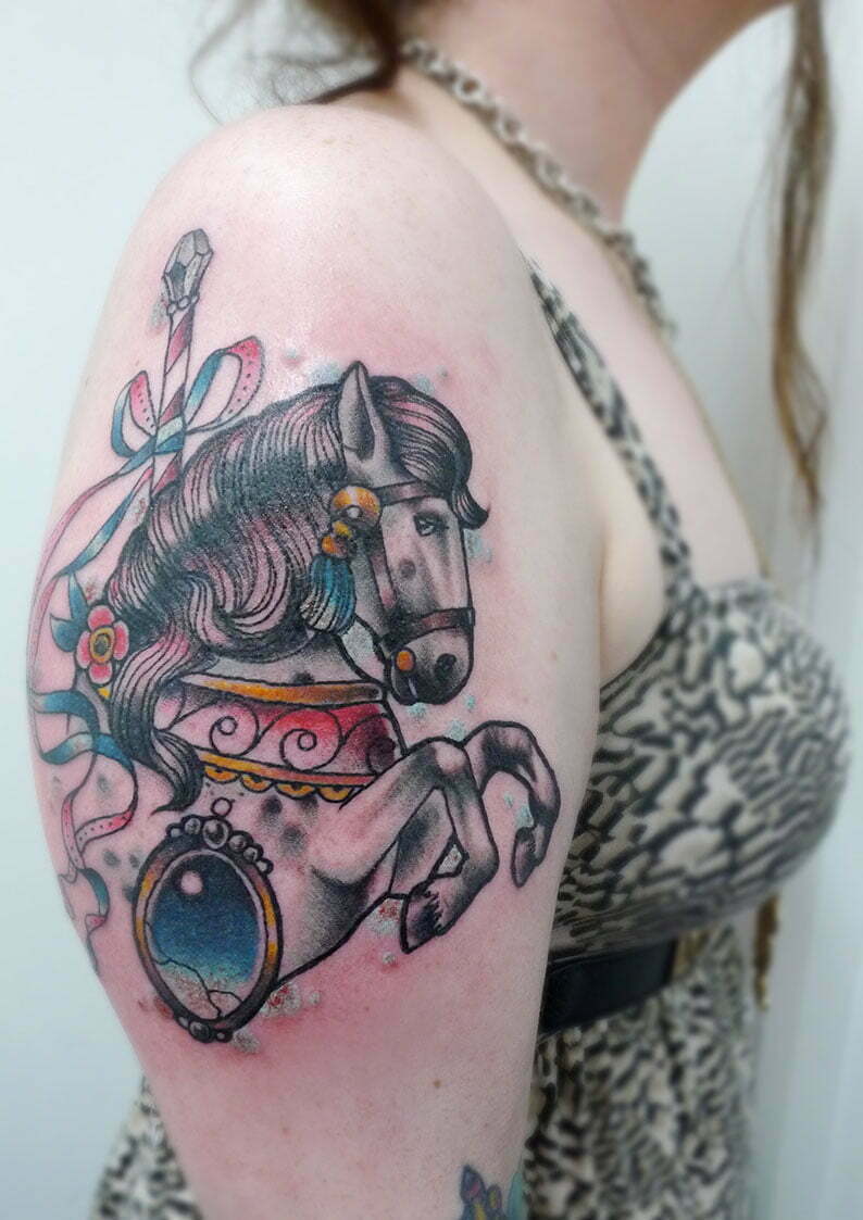 Carousel Horse Tattoo by Matt - Tribal Body Art Carousel Horse Tattoo by Matt - Tribal Body Art