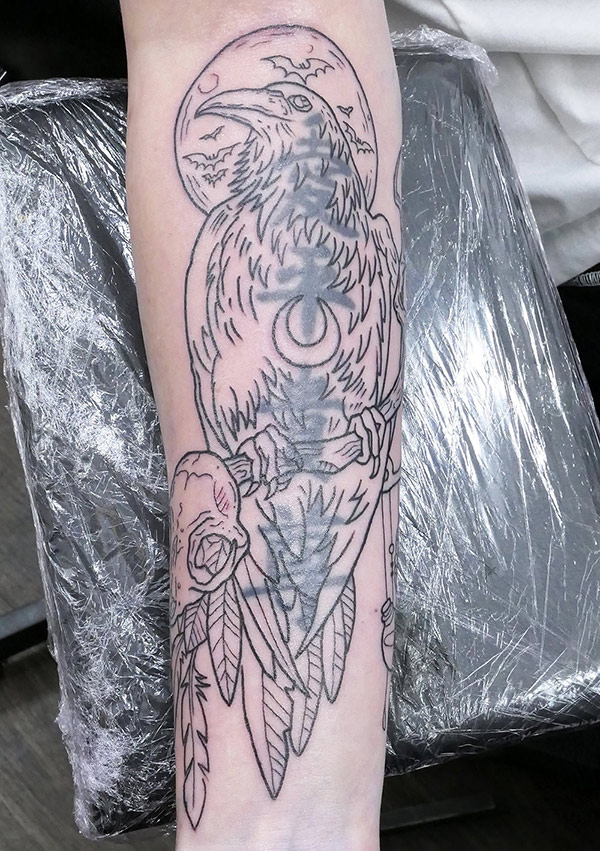 Crow tattoo cover up