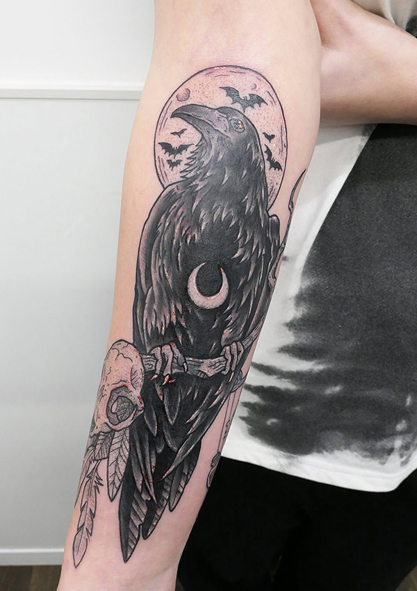 Crow tattoo cover up